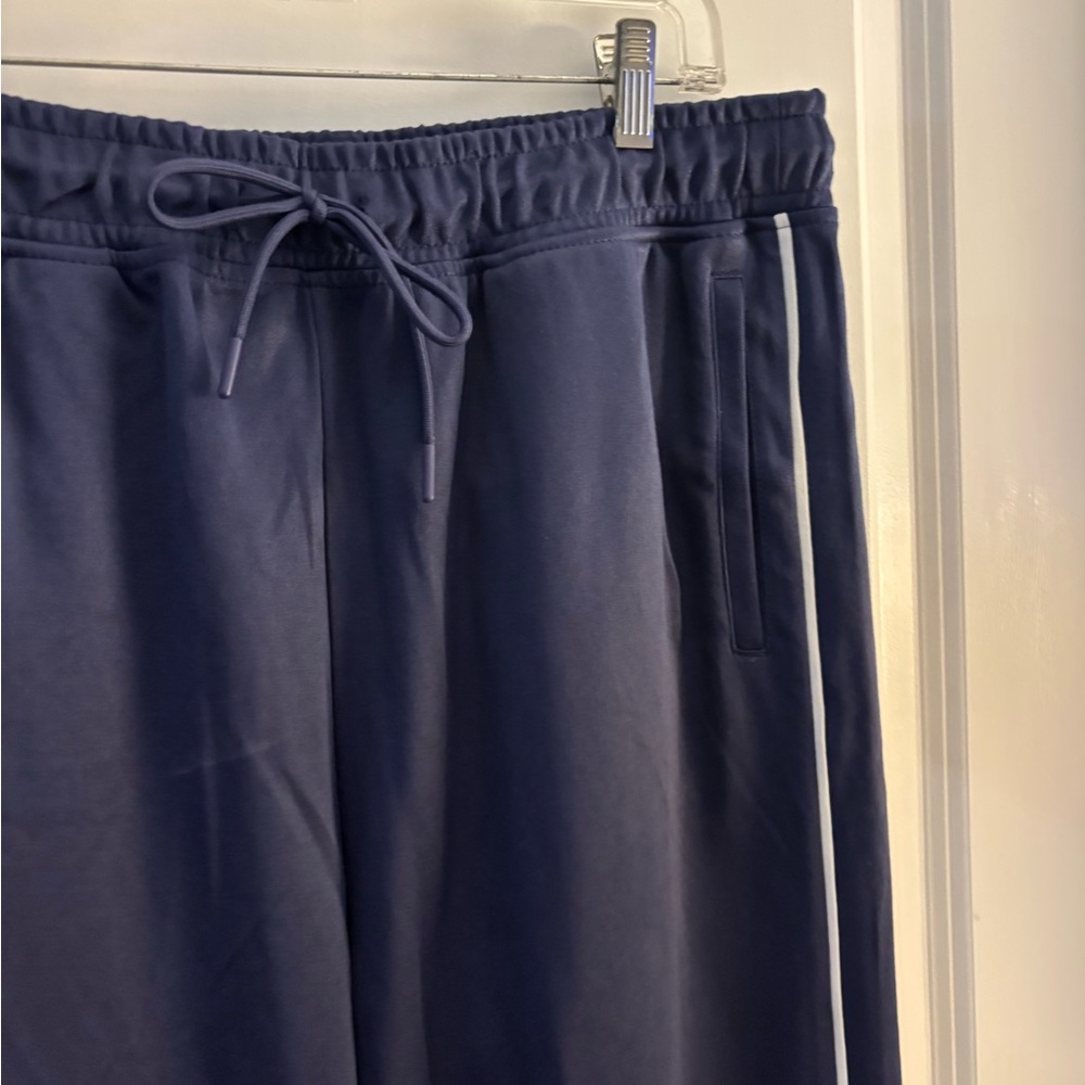 Mens Original Use Navy Wide-Leg Drawstring Track Pants with Side Stripe Sz M - Picture 2 of 6
